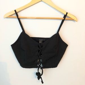 Lace Up Black Crop Top